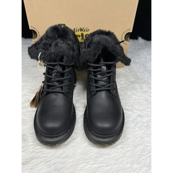 Dr. Martens 1460 Kolbert Boot Triple All Black Combat Fur Lined Waterproof sz 5 - Picture 2 of 5